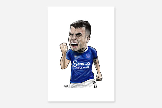 A4 Everton Seamus Coleman caricature print
