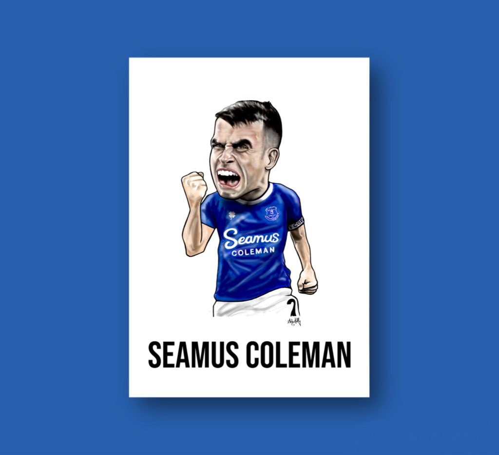 A4 Everton Seamus Coleman caricature print