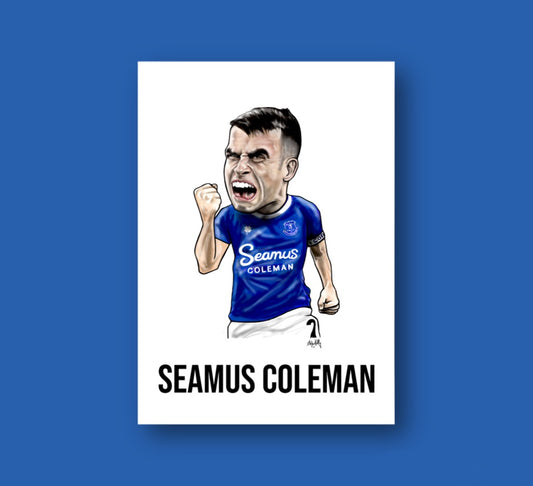 A4 Everton Seamus Coleman caricature print